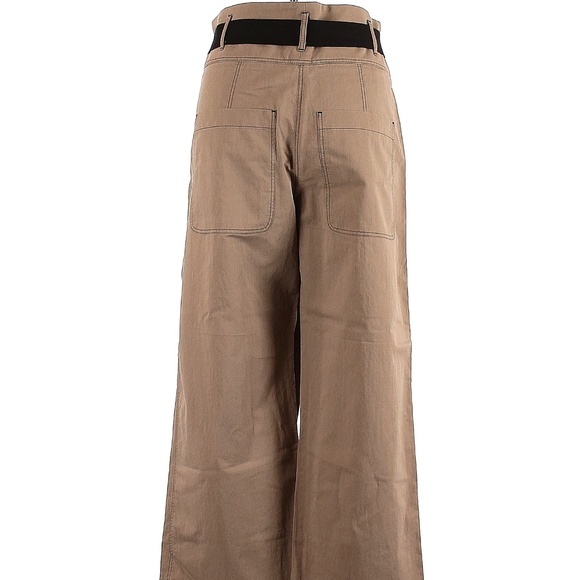 Brunello Cuccinelli wide leg beige high waist criss cross waist pants Sz 6 - Picture 5 of 11